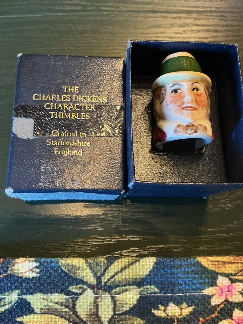 Vintage Thimble Charles Dickens Micawber David Copperfield Porcelain W/Orig Box